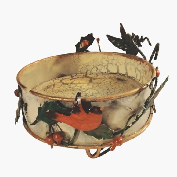 Decorative Metal Candle holder Cardinal Bird Leaf Rustic Cottage Cabin Lodge - Picture 3 of 9